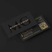 Minimal Black Initials Consulting Professional 名刺