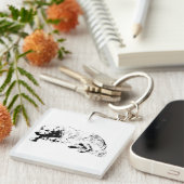 Minimal Black Ink Dog Keychain For Strong Calm Day キーホルダー (正面右)