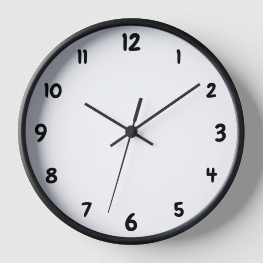 Minimal Black Large Numbers Minimal White 壁時計 (正面)