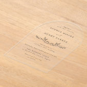 Minimal Black Line Art Wedding Arch アクリル招待状 (レイダウン)