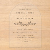 Minimal Black Line Art Wedding Arch アクリル招待状 (正面)