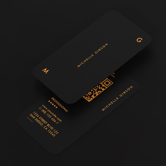 Minimal Black Orange Contractor Construction 名刺