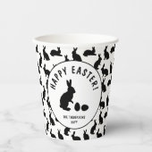 Minimal Black Rabbit Pattern Modern Happy Easter 紙コップ (正面)