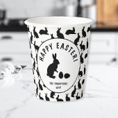 Minimal Black Rabbit Pattern Modern Happy Easter 紙コップ