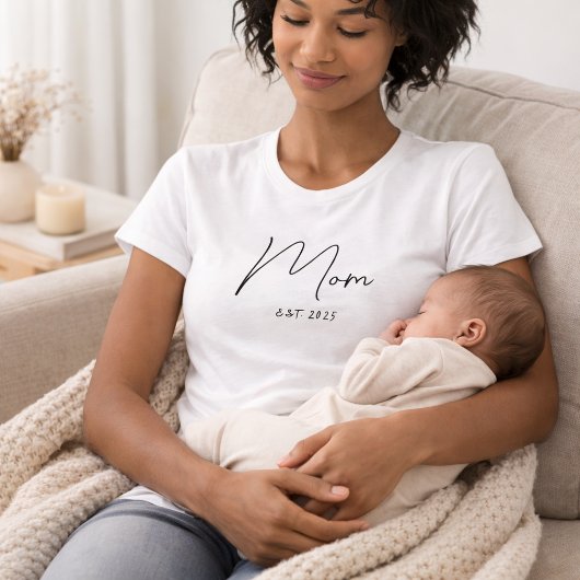 Minimal Black Script Established Mom T-Shirt Tシャツ
