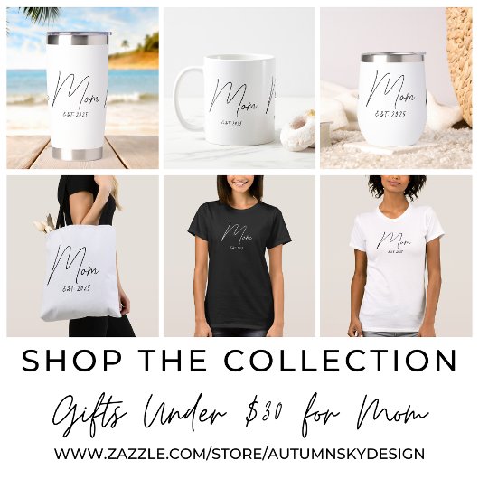 Minimal Black Script Established Mom T-Shirt Tシャツ