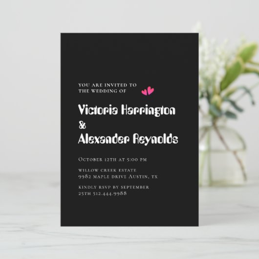 Minimal Black Wedding Typography Invitation 招待状 (スタンド正面)