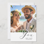 Minimal black & White 2 Photo Wedding Thank You サンキューカード (正面)