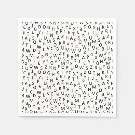 Minimal Black White Alphabet Pattern  スタンダードカクテルナプキン (正面)