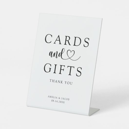 Minimal Black & White Cards & Gifts Wedding  台座サイン (正面)