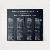 Minimal Black White Event Seating Chart Sign タペストリー (正面(横))