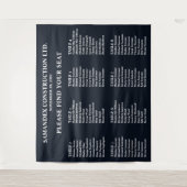 Minimal Black White Event Seating Chart Sign タペストリー (正面)