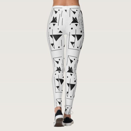 Minimal Black White Geometric Pattern Modern Abstr レギンス (裏面)