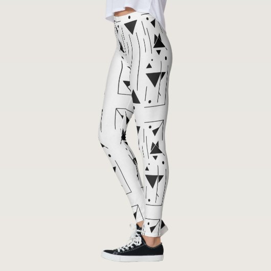 Minimal Black White Geometric Pattern Modern Abstr レギンス (左)