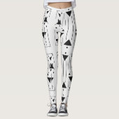 Minimal Black White Geometric Pattern Modern Abstr レギンス (正面)