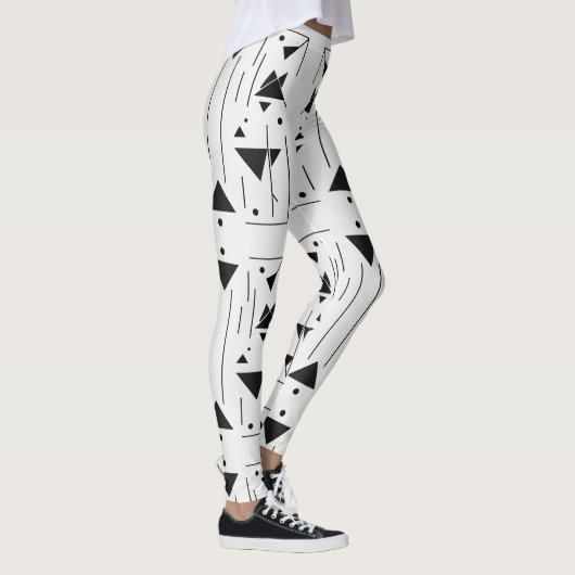 Minimal Black White Geometric Pattern Modern Abstr レギンス (右)