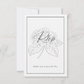 Minimal Black & White Hydrangea Wedding RSVP (正面)