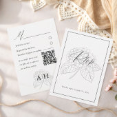 Minimal Black & White Hydrangea Wedding RSVP