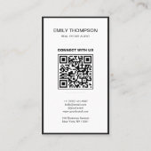 Minimal Black White Modern QR Code Logo 名刺 (裏面)