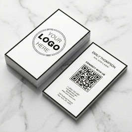 Minimal Black White Modern QR Code Logo 名刺