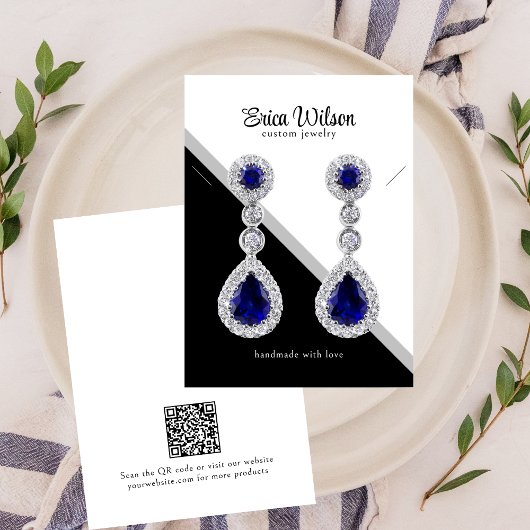 Minimal Black White Necklace Earring Display Card