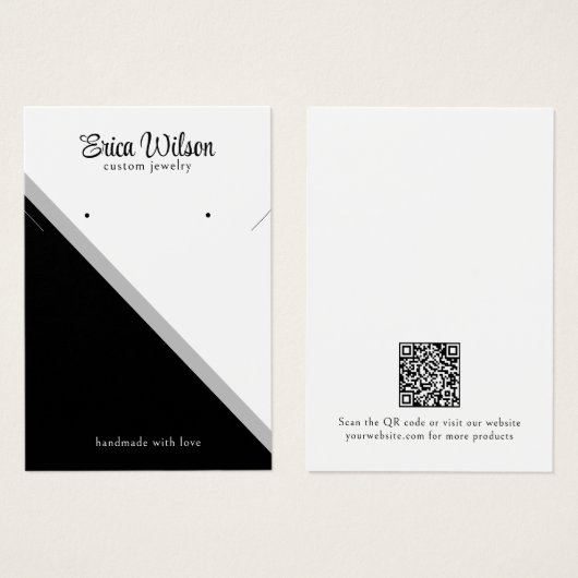 Minimal Black White Necklace Earring Display Card (正面&裏面)