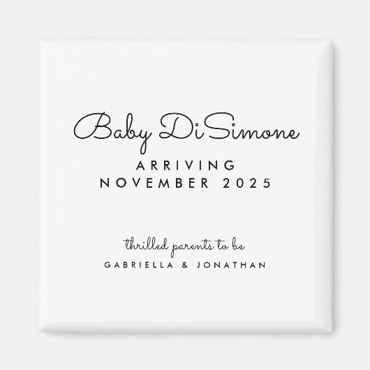 Minimal Black White Pregnancy Announcement  マグネット (正面)