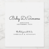 Minimal Black White Pregnancy Announcement  ワインラベル (シングルラベル)