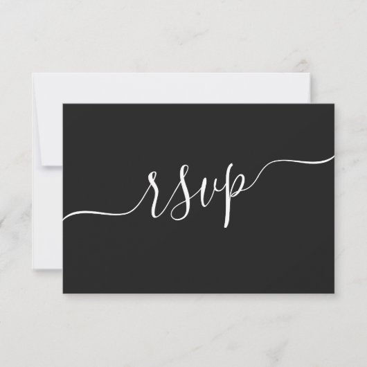 Minimal Black & White QR Code Wedding RSVP (正面)