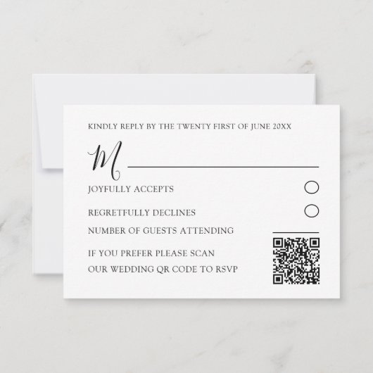 Minimal Black & White QR Code Wedding RSVP (裏面)