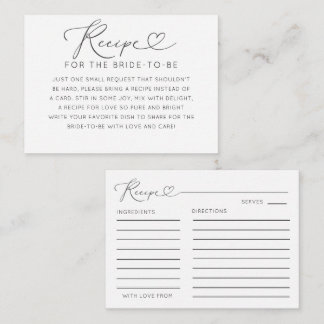 Minimal Black & White Recipe Card エンクロージャーカード