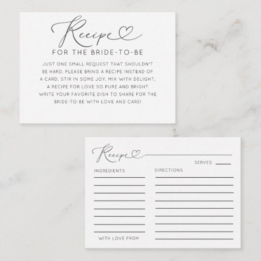 Minimal Black & White Recipe Card エンクロージャーカード (正面/裏面)