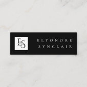 Minimal Black White Script Lash Logo Qr Code スキニー名刺 (正面)