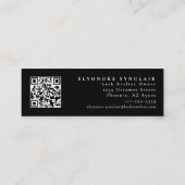 Minimal Black White Script Lash Logo Qr Code スキニー名刺 (裏面)