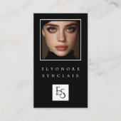 Minimal Black White Script Lash Photo Logo QR 名刺 (正面)