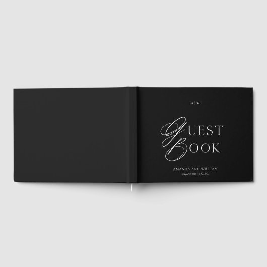 Minimal Black & White Wedding Guest Book ゲストブック (全面)