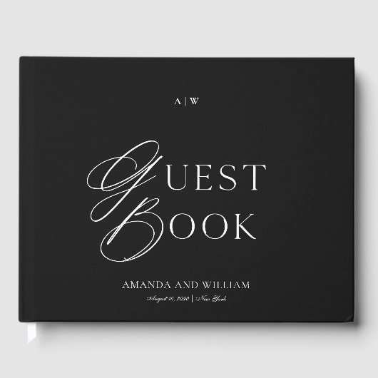 Minimal Black & White Wedding Guest Book ゲストブック (正面)