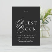 Minimal Black & White Wedding Guest Book Sign 招待状 (スタンド正面)