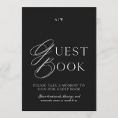 Minimal Black & White Wedding Guest Book Sign 招待状 (正面)