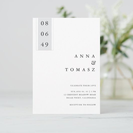 Minimal Black & White Wedding Invitation 招待状 (スタンド正面)