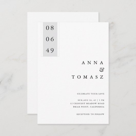 Minimal Black & White Wedding Invitation 招待状 (正面/裏面)