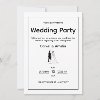 Minimal Black & White Wedding Invitation 招待状