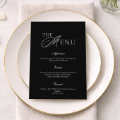 Minimal Black & White Wedding Menu Card 招待状