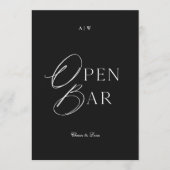 Minimal Black & White Wedding Open Bar Sign 招待状 (正面)