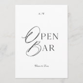 Minimal Black & White Wedding Open Bar Sign 招待状 (正面)