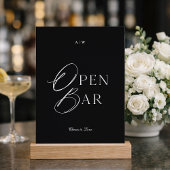 Minimal Black & White Wedding Open Bar Sign 招待状