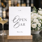 Minimal Black & White Wedding Open Bar Sign 招待状