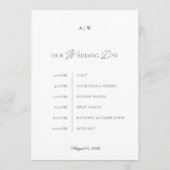 Minimal Black & White Wedding Timeline Card 招待状 (正面)