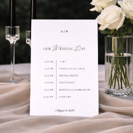 Minimal Black & White Wedding Timeline Card 招待状