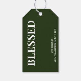 Minimal BLESSED | Forest Green Holiday ギフトタグ